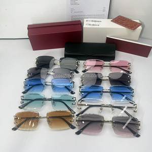 Lunettes <span class=keywords><strong>de</strong></span> <span class=keywords><strong>soleil</strong></span> Cartierring avec étui à lunettes, haute qualité, UV400, monture carrée, lunettes pour hommes et femmes - Product Image 2