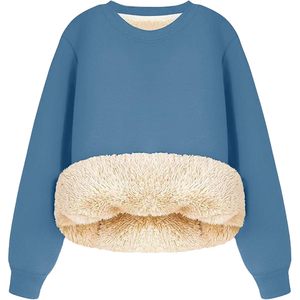 Sudadera de Forro Polar Sherpa para Mujer FOXA, Cuello Redondo, Manga Larga, Térmica, Cálida y Gruesa - Product Image 1