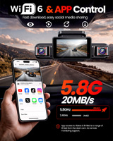 Cámara para Vehículo 4K de 5 Canales y 360 Grados °   Cámara para Coche con Teleobjetivo, DMS, IA, Monitor de Conductor, WiFi, GPS, Visión Nocturna Superior y Modo de Estacionamiento 24H
