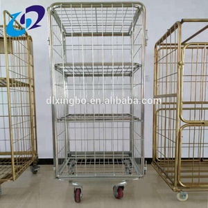 <span class=keywords><strong>Carro</strong></span> de malla metálica plegable de acero galvanizado de alta resistencia con ruedas para logística de almacén - Product Image 6