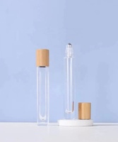 Flacon de parfum roll-on carré mince en verre épais de 10 ml, rechargeable, transparent, avec bille en acier, personnalisable avec LOGO