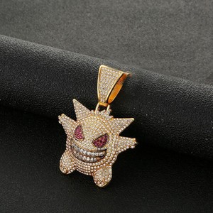 Collier Pendentif Thème Dessin Animé Micro-Incrusté Zircon Petit Monstre Bijoux Hip Hop Cadeau Alliage de Zinc Or Blanc et Violet - Product Image 2