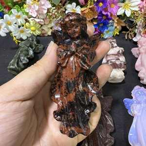 Figurine d'ange sculptée à la main en cristal naturel, pour la guérison par le Reiki et la décoration intérieure, fournisseur en gros de haute qualité - Product Image 5