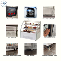 Petite vitrine de présentation de gâteaux et desserts en marbre à température unique avec portes vitrées pour refroidisseur de crème glacée
