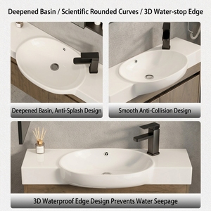 Mobile Bagno Sospeso in Alluminio con Finitura in Legno di Noce, Doppio Armadietto con Specchio LED Retroilluminato e Lavabo in Ceramica Bianca - Product Image 6