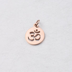 Liontin Kalung DIY dari Baja Anti Karat Berkilau, Bentuk Bulat Berongga dengan Kata-kata <span class=keywords><strong>OM</strong></span> - Product Image 3