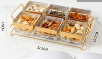 6-Grid Glas Snack Kom Set Glas Snoep Kommen Schotel Fruitschaal Glas Sous Plat Voor Party Wedding