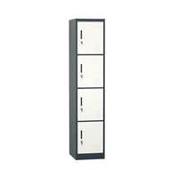 Armoire de rangement en métal avec serrure à came, simple, 4 portes, casier en acier, silencieux, avec coussinets en caoutchouc anti-collision pour chambre à coucher, école, maison, bureau, salle de sport
