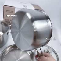 Ensemble de casseroles et poêles en acier inoxydable 3 pièces de haute qualité ustensiles de cuisine durables à trois couches