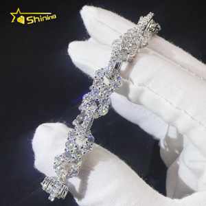 Gioielli Scintillanti Nuovo Design <span class=keywords><strong>Bracciale</strong></span> Cubano <span class=keywords><strong>Infinity</strong></span> in Argento S925 con Moissanite VVS Iced Out GRA, Larghezza 8mm, Stile Hip Hop - Product Image 1