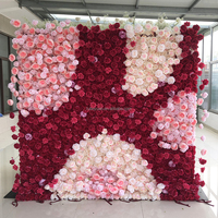 Décor de fête de révélation de sexe de bébé F333, garçon ou fille, toile de fond murale florale, panneau mural 5D 7D, rouleau de fleurs artificielles en soie rose pour mariage