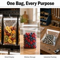 Sacs en polyéthylène transparents à fermeture autocollante, sacs d'emballage plats avec bande adhésive, OPP PE CPP, thermosoudés, réutilisables, pour le stockage des aliments, vente en gros