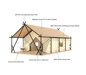 Tente de <span class=keywords><strong>camping</strong></span> de luxe avec structure en acier, maisonnette avec salle de bain pour l'hébergement en safari africain, Carpa Glamping Tienda De - Product Image 5