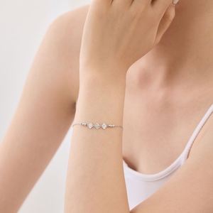 Dylam Sparkle Design Fine 925 Silver Iced Out Surface Five-petal <b>Flower</b> Pendant Heart Tail Pendant Link Chain Jewelry <b>Bracelet</b> - Product Image 6