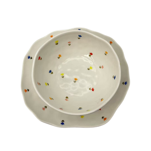 Tazones de Cerámica Irregulares Pintados a Mano Personalizados, Tazón de Ensalada de Cerámica en Forma de Corazón con Flores, Apto para Microondas - Product Image 6