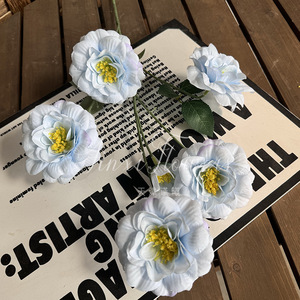 Fleurs artificielles Jinxi en soie, réalistes, pour mariage et décoration intérieure, bouquet de 6 têtes de lauriers et d'hibiscus - Product Image 4