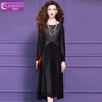 FMY69312 Robe trapèze en cachemire à taille empire, ornée de diamants, style rétro élégant et luxueux, nouvelle collection printemps, personnalisée en usine