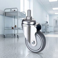 Chariot médical d'urgence certifié LFC 4''/5'' à double roulement TPR+PP pour lit d'hôpital, avec frein pivotant et capacité de charge de 120 kg