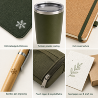 Kit de Escritorio Personalizado y Sostenible para Apreciación al Cliente en Días Festivos, con Tapete de Fieltro, Vaso, Cuaderno de Corcho, Portalápices y Tarjeta