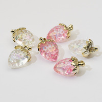 Transparent fraise pendentif stéréo décoratif fruits téléphone portable chaîne porte-clés bijoux à bricoler soi-même résultats composants plaqué