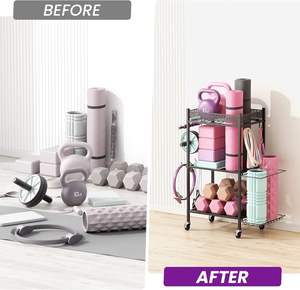 Rangement à domicile, support de rangement pour salle de sport à domicile, pour tapis de yoga et <span class=keywords><strong>rouleau</strong></span> en <span class=keywords><strong>mousse</strong></span>, organisateur d'équipement, rangement pour l'exercice à domicile, équipement de fitness - Product Image 6