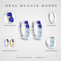 Boucles d'oreilles Huggie classiques en argent sterling 925 et or 14 carats avec opale tricolore, personnalisables OEM/ODM, pour femme, bijoux à porter au quotidien