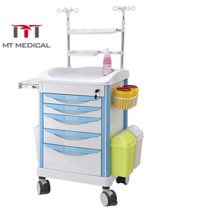 Chariot d'anesthésie mobile en <span class=keywords><strong>plastique</strong></span> ABS de qualité supérieure pour patients hospitaliers, avec <span class=keywords><strong>tiroirs</strong></span>, par MT MEDICAL Hospital Furniture - Product Image 3
