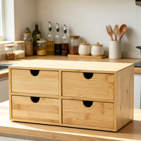 Armoire de rangement en bambou personnalisée à 4 tiroirs, mini armoire de rangement à tiroirs, table de maquillage pour le bureau et la maison, aucun assemblage requis