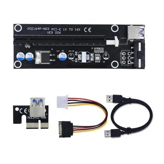New Riser 006 VER006 PCI Express Riser Card USB 3.0 PCI-E Extender 1x to 16x SATA 4Pin Power