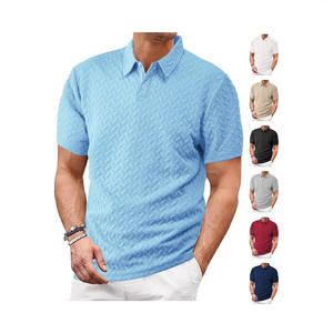 Polo de Verano para Hombre, Transpirable, Delgado, de Color Sólido, Tejido Jacquard, Corte Holgado, Casual, Blanco, Azul Marino, Negro - Product Image 5