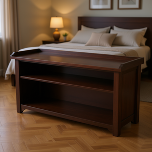 Panca con Ripiano Portaoggetti per Camera da Letto, Design Tradizionale Moderno in Legno, per Uso Domestico - Product Image 2