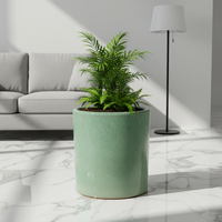 Pot Tanaman Keramik Silinder Modern Kustom, Ukuran Besar, Warna Putih Hijau, Pot Bunga dan Planter Taman, Estetika Abad Pertengahan