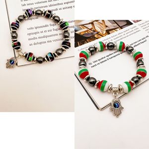 Bracelet élastique coloré de Noël, motif œil porte-bonheur et main de Fatma, bijoux religieux perlés, cadeau unisexe, styles 1 2 3 4 5 8 - Product Image 2