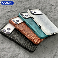Étui de téléphone VAWI L194 vintage de luxe en cuir véritable effet crocodile pour iPhone 17 Pro Max, coque magnétique professionnelle