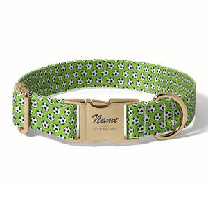 Premium Heavy Duty Zachte Verstelbare Nylon Hondentuig en -riem met Voetbalthema, Gevoerd, Matchend Set - Product Image 2