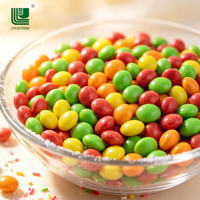 Bonbons gélifiés halal aux fruits, en forme de boules colorées, imprimés de dessins animés, en gros, emballage personnalisé OEM, directement de l'usine