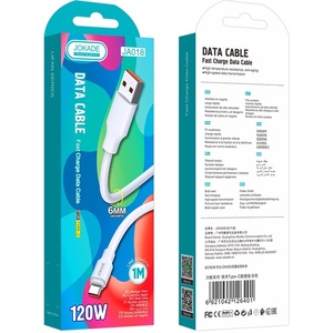 USB Type C <b>Charging</b> And Sync <b>Cable</b> 1m 6A 120W White JA018 - Product Image 2