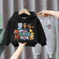 Nouvel Ensemble Décontracté Deux Pièces pour Garçons, Survêtement en Coton à Capuche avec Haut Imprimé Dessin Animé Style Étranger, Tailles Enfants