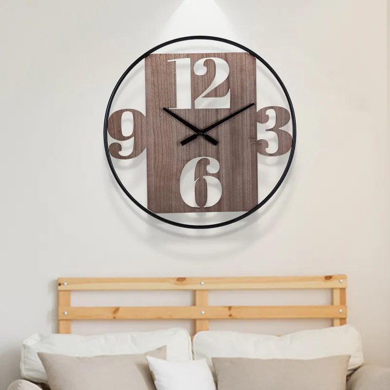 60cm nouvelle horloge murale salon moderne simple ménage haute apparence niveau créatif fer art suspendu horloge murale