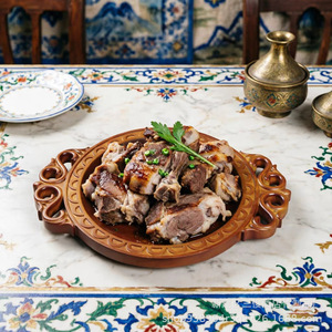 Plato para carne de cordero de madera maciza con asa para uso en hoteles y restaurantes - Product Image 1