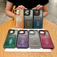 Étui porte-cartes à paillettes pour iPhone 12 13 15 16 Pro Max avec fente intégrée pour cartes, coque de luxe