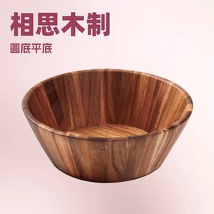 ชามไม้กระถินเทศ 12x4 นิ้ว ชามไม้เนื้อแข็งสำหรับใส่ผลไม้สลัด ใช้ในครัวเรือน - Product Image 4