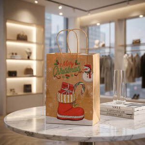 Vietnam Manufacturer Reinforced Bottom <b>Christmas</b> <b>Shopping</b> Paper <b>Bags</b> Bulk Wholesale Custom Printed Holiday Carrier <b>Bag</b> - Product Image 1