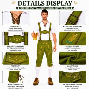 Disfraz Bávaro Alemán para Hombre, Traje para el Festival de la Cerveza de Múnich, Oktoberfest - Product Image 4