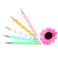 Lot de 5 stylos à double embout pour nail art, outils de manucure pour la pose de perles et le dessin de fleurs, approvisionnement transfrontalier