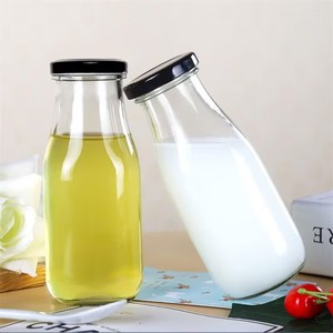 L Wholesale Sale Transparent Glass <strong>Milk</strong> Bottles Various Sizes <strong>200ml</strong> 250ml 300ml 500ml 1000ml Screw Shape Tequila Cork - Product Image 1
