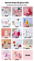 Tube de brillant à lèvres vide en plastique de 8 ml, couleur personnalisée (rose/violet), forme unique, bouchon à vis, impression de logo personnalisée sur la surface - Vente en gros
