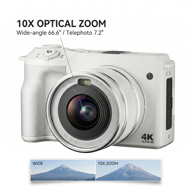 New Digital Camera 4K 64MP 10X Optical Zoom Auto Focus External Mic Support Camcorder for Vlogging Live Streaming Video Camera