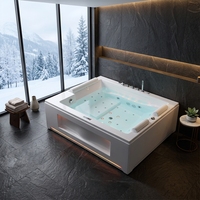 Baignoire SPA de luxe autoportante pour couple, rectangulaire 1,9 m, avec rideau d'eau réglable, 39 jets