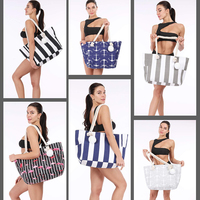 Grand sac de plage en toile à rayures multiples, fourre-tout étanche de grande capacité, nouvelle collection